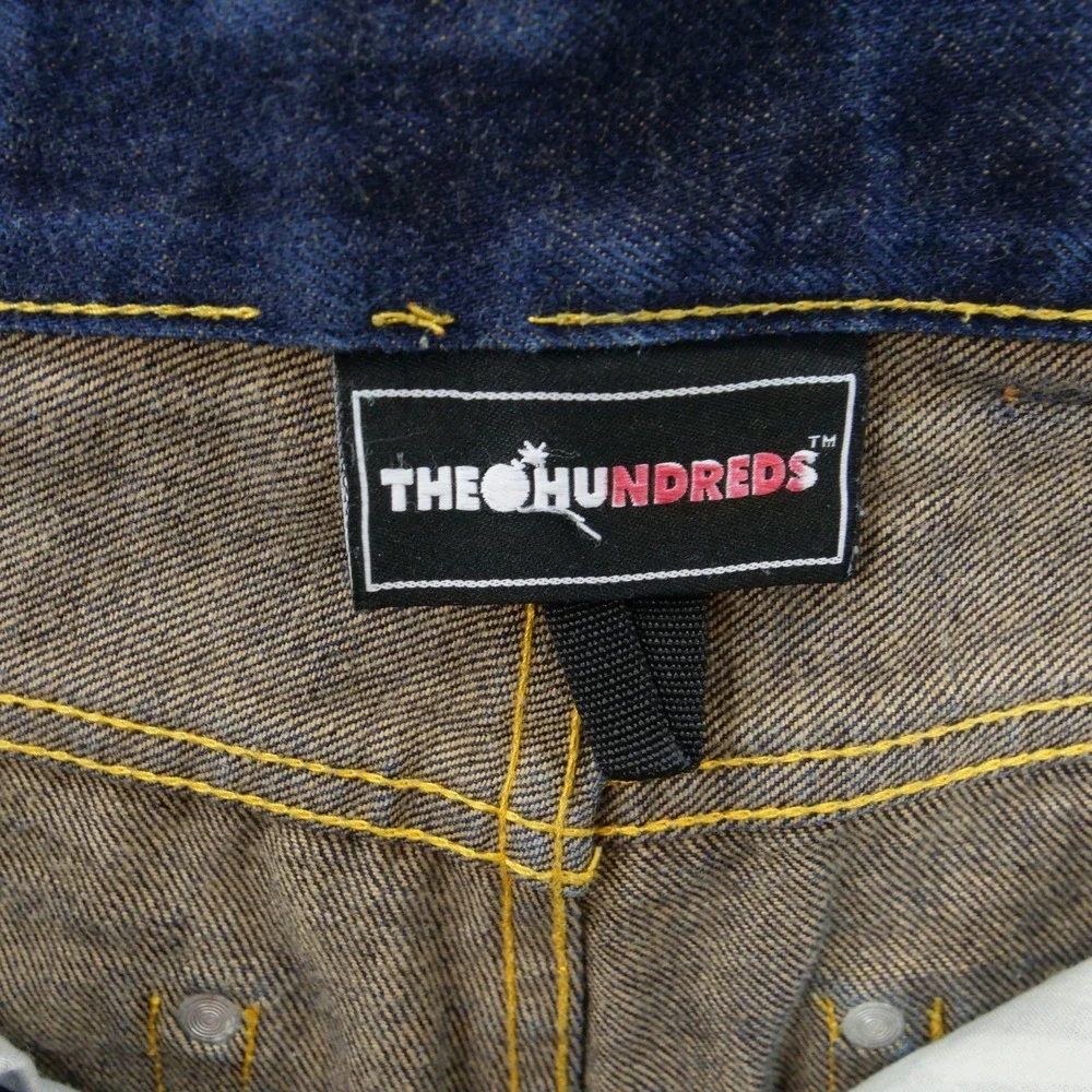 The Hundreds Jeans Mens 30 Blue Selvedge Straight Mid Rise Dark Wash Button Fly